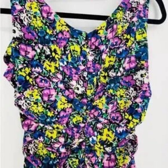 Zara Floral Dress L Rushed Multicolored Printed Sheath Dress NWOT Midi - Picture 2 of 8